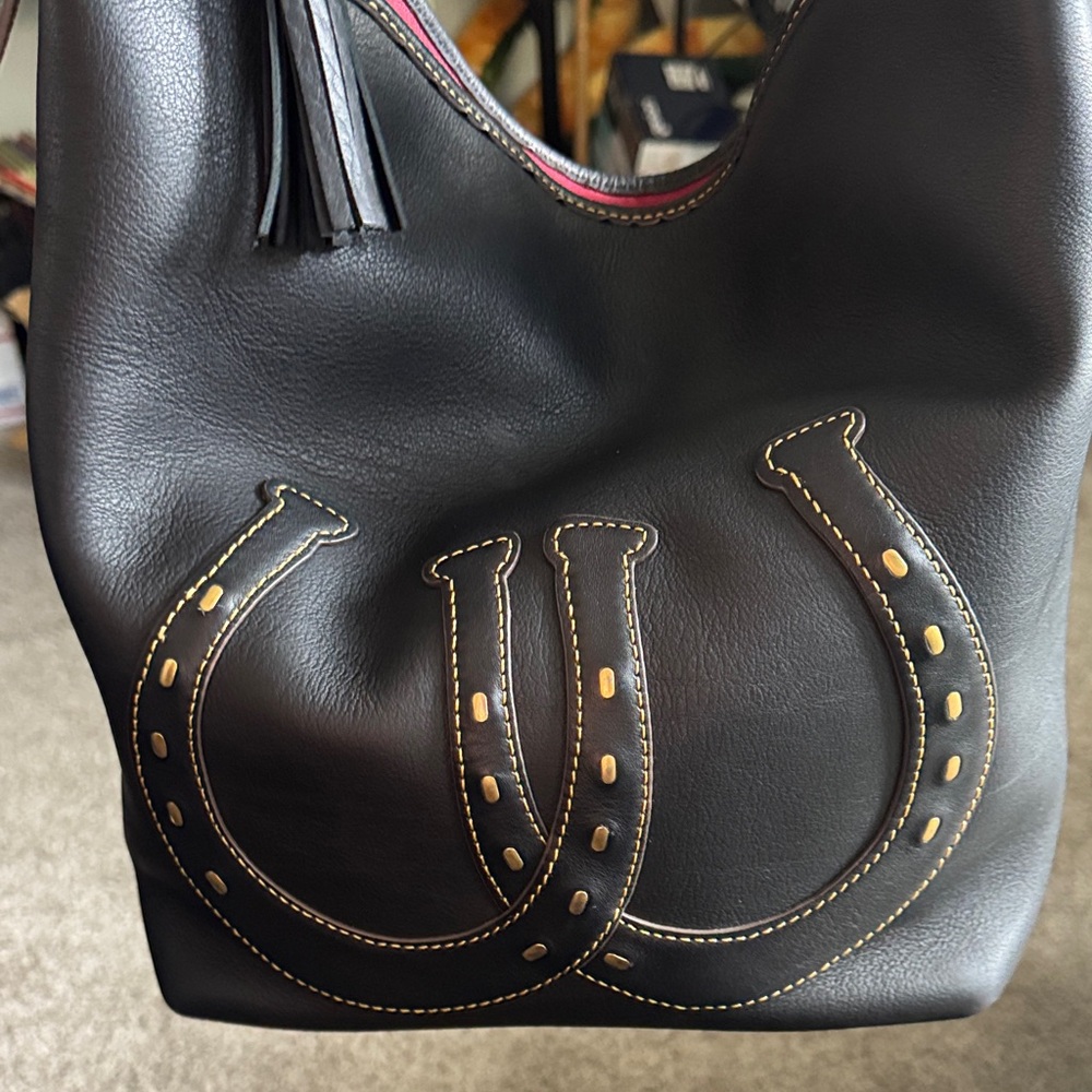 Dooney & Bourke Black Hobo Bag with Horseshoe Embellishments